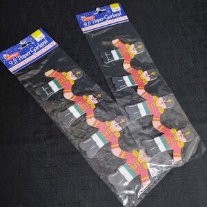 Set Of 2 Vintage 9ft Joy Brite Paper Toy Soldier Christmas Holiday Garland NIB